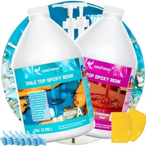 KHKD RESIN Table Top Epoxy Resin Kit - 2 Gallon Crystal Clear Epoxy Anti-Yellow, Self Leveling, Non-Toxic for Tabletops, Bar Tops & Surface Coat, River Tables, Wood, DIY and Art Resin Casting