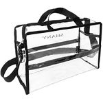 SHANY Clear PVC Water-Resistant Travel Tote Bag - Large See-Thru Bag with Adjustable Shoulder Straps and Zippered Pockets