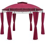 CASARIA Tuscany 3.5m Bordeaux Red Circular Gazebo | UV 50+ Round Party Tent | 350cm Diameter Garden Hot Tub Marquee | Outdoor Patio Pavilion | Sun Shade Canopy | Furniture Pergola Awning Shelter Dome