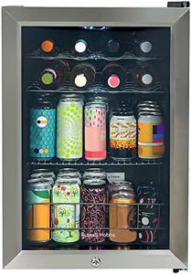 Russell Hobbs Mini Fridge 20 Bottle/62L Lockable Freestanding Stainless Steel Table Top Mini Beer & Wine Fridge, LED Light & Lock and Key with Glass Door RHGWC4SS-LCK