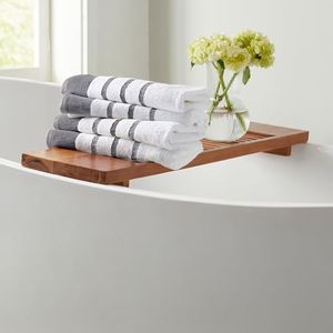 Decorative Hand Towel Set - Combed Cotton 4 Pack 26x16 Hand Towel Set - Luxurious, Ultra-Soft, Durable Towels for Bathroom Decor (Dark Grey/Light Grey)