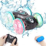 AHCo. Amphibious RC Car for Kids Ages 8-13 – 2-in-1 Waterproof Remote Control Car & Boat with 360° Spins, Flips, LED Wheels – All-Terrain Off-Road Stunt Vehicle for Land & Water