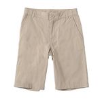 BIENZOE Big Boy's School Uniforms Flat Front Twill Bermuda Shorts Khaki Size 8