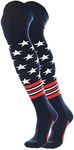 TCK USA American Flag Baseball Socks Over the Knee (Navy/Scarlet/White, X-Large)