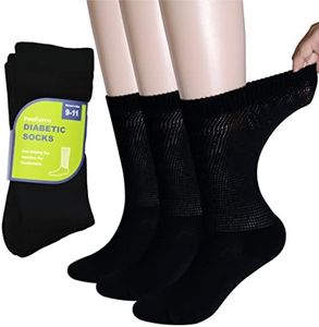 Panfurco Comfy Black Dress Socks for Men，Diabetic Cotton Socks Women Men (9-11, Black)