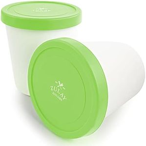 Zulay [2 Pack - 1 Quart Each] Large Ice Cream Containers For Homemade Ice Cream - Reusable Ice Cream Container Set with Lids - Ice Cream Pint Containers For Sorbet, Gelato, Frozen Yogurt (Green)