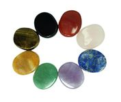 Chakra Stones 8 PCS Kit, Oval Shaped, for Crystal Healing Meditation, Reiki or As Worry Stones or Palm Thumb Pocket Stones (Set of 8 Oval Shape Chakra Stones)