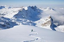 Off Piste Backcountry Skier in Powd