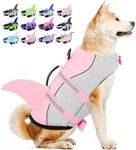 Dog Life Jacket, Large Dog Life Vest for Swimming Boating, Shark Life Jackets for Small Medium Large Dogs, Reflective Dog Lifesaver Life Preserver Swimsuit with Rescue Handle and High Buoyancy