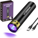 PZZOE UV Flashlight Black Lights Wood’s Lamp Powerful Mini Portable, LED 395nm USB Rechargeable Ultraviolet Blacklight Flashlights, Pet Urine Detector Light for uv Resin Curing