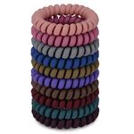 JessLab Spiral Hair Ties, 10 Pcs Traceless Phone Cord Hair Ties Spiral Bracelet Plastic Coil Hair Ties Ponytail Holders No-Damage Hair Accessory for Girls Women Ladies, Color Assorted, Set 6