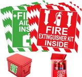 Green First Aid Kit Inside Sticker Industrial Safety Signs Red Fire Extinguisher Inside Stickers 4 Inch-Adhesive First Aid Kit Sign Decals UV Resistant 8 Pcs Industrial Warning Signs