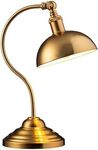 O'Bright Bankers - Cordless LED Table Lamp, Battery-Operated, Rechargeable, 3-Level Dimming, Universal USB-C Charging, 180° Swivel Head, Luxury Metal Shade, Antique Brass