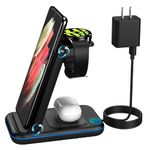 Wireless Charger for Samsung/Android, HOLYJOY Foldable 3 in 1 Fast Charging Station/Stand/Multi Charger for Samsung S24/S23/S22/Note 20, Travel Pad for Galaxy Watch Ultra 7/6/5/Active 2(Black)