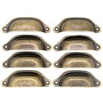 8 PCs Vintage Style Seashell Shaped Pulls - Cup Pulls - Drawer Handles Pulls with Antique Bronze Finish - 3-17/64-in Length by 1-19/64-in Height