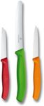 Victorinox Swiss Classic, Kitchen knife set, 3-piece, vegetable, tomato and breakfast knife, durable plastic handle, stainless steel, red/green/orange