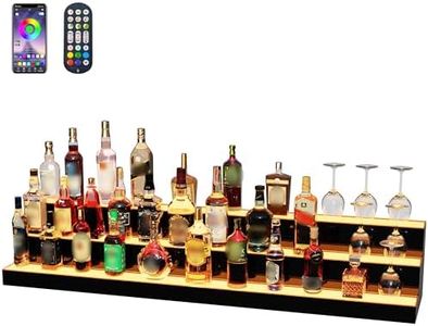 MESAlLUP 60 Inch 3 Tier Lighted Liquor Bottle Display Shelf, LED Bar Shelves with Remote Control, Mulit Color Lighting for Home Mini Bars Decor, Restaurants & Party Use, Acrylic Stand
