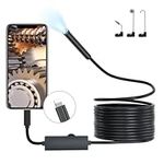 Endoscope Inspection Camera, Picache 1920P Borescope Endoscope Camera with Light, Snake Camera with 8 LED Light, 7.9mm IP68 Waterproof Drain Camera for iPhone,iPad(16.4FT/5M,No WiFi Needed)