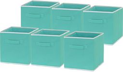 SimpleHouseware Foldable Storage Bins Cubes Organizer, 6 Pack, Turquoise