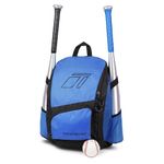 Tonesport Youth Baseball Bag - Backpack for Baseball, Softball, Tball - Bat Bag for Youth Players - Royal Blue