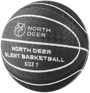 Northdeer Indoor Basketball Size 7 with Fabric Cover, Airless Basketball for Quiet Dribbling, Real Grip & Bounce, Ideal Gift for Grown-ups & Youth (Non-Compressed)