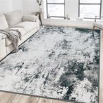 KIRFEIHT Modern Abstract Area Rug 5x7 Living Room Carpet Machine Washable Rug Non Slip Bedroom Carpet Dorm Rugs Nursery Rug Stain Resistance Mat for Dining Room Wool Indoor Rug Gray Black Blue