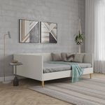 DHP Alicent Mid Century Upholstered Daybed Frame, Full Size, Grey Linen