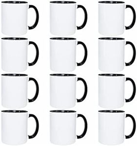 DSRTE Sublimation Blanks Mugs 11oz,Set of 12 Sublimation Blanks Coffee Mugs Ceramic Mugs with Black Handle and Inner