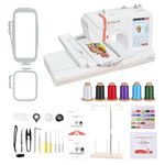 POOLIN EOC05 Embroidery Machine 10x23.5 cm Embroidery Area, Computerized 18cm LCD Touchscreen, Letter Embroidery & Combination Embroidery with Thread Stabilizer Prewound Bobbins