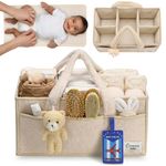 OCEANEVO Fur Diaper Caddy Organizer Bag | WITH Diaper Changing Mat, Bag Charm and Luggage Tag | New Born Baby Essentials | For Mothers for Travel - 38 x 25 x 18 cm - Beige - 1 Year Warranty