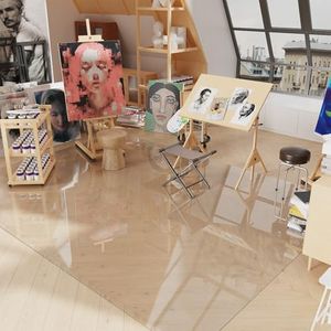 8'×12' Crystal Transparent Floor Mat for Under Kitchen Table, Water-Resistant Easy Maintain Plastic Area Rug Protector Cover, No Spill Easy Flat Floor Protector for Living Room, Art Studio