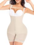 YIANNA Fajas Colombianas Moldeadoras Shapewear Tummy Control for Women Butt Lifter with Zipper Crotch Faja Body Shaper,YA7289-Beige-XL