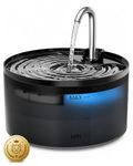 FLOMERO Cat Water Fountain, 2.1L/67oz Plastic Pet Water Fountain for Cats Inside Drinking, Automatic Dog Cat Water Dispenser with Water Level Window (Plastic, Black 2L)