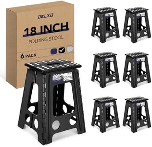 Delxo 17.5 Inch Folding Step Stool, Heavy Duty Foldable Stool for Adults,Premium Portable Collapsible Plastic Step Stool,Non Slip Folding Stools for Kitchen Bathroom Bedroom (Black 6 Packs)