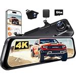 WOLFBOX G850 PRO 4K Mirror Dash Cam with ADAS and BSD, Rear View Mirror with 5.8GHz WiFi, Voice Control, 12 inches Rear View Mirror Camera Includes 64GB Card, GPS, G-Sensor, Loop Recording
