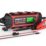 GOOLOO 10-Amp Car Battery Charger, 6V and 12V Fully Automatic Battery Charger Maintainer, Trickle Charger, Smart Battery Desulfator for Lead-Acid Batteries