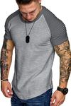 COOFANDY Men Triblend Hipster Shirt Raglan Muscle Tee Light Grey Textile XXL