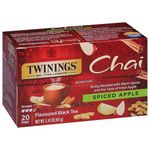 Twinings Spiced Apple Chai Individually Wrapped Black Tea Bags | Caffeinated, Sweet & Savoury Apple, Cinnamon, Cardamom, Cloves & Ginger | 20 Count (Pack of 6) | Enjoy Hot or Iced