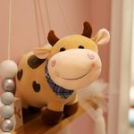 Tinytotem Milky Moo Cow Plush Soft Toy Stuffed Cartoon Pet Kawai Animal Plushie Cattle Toys Doll Birthday Gifts for Friends Kids Girls Decorative Toy Brown 28cm