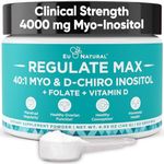 Eu Natural Regulate MAX Myo-Inositol & D-Chiro Inositol Supplement Powder for Women with Vitamin D & Folate PCOS Nutritional Support, Hormone Balance & Fertility Support, Unflavored 60 Servings