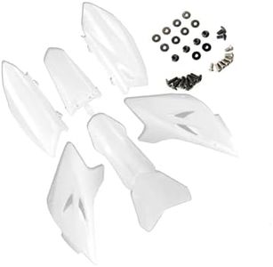 ZTDZZH TTR 50 White Plastic Body Fender Kit for Chinese TTR 50cc TTR50E Pit Dirt Bikes Including All Mounting Screw