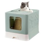 Pawsayes Cat Litter Box Cat Litter Tray Large High Sided Covered Cat Litter Tray with Lid Top Entry Large Two Door Cats Litter Boxes Green