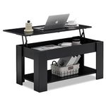 TUKAILAi Coffee Table with Storage Lift Top Coffee Table with Hidden Storage and Shelf Lifting Desktop Sofa Table for Home Office 100 x 50 x 42cm, Black