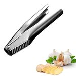 Garlic Press, Stainless Steel Garlic Cutter, No Need to Peel Garlic Mincer for Coarse Garlic - Detachable for Easy Cleaning - Garlic Presser and Masher - Garlic Crusher