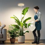 Kullsinss Grow Lights for Indoor Plants, Full Spectrum Plant Lights for Indoor Growing with with 6/12/16H Timer, 3 Color Modes, 5 Brightness, 10"-65" Height Adjustable Wood Grain Plant Growing Lamp