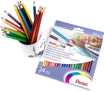 Pentel Arts Watercolour Pencils, Non-Toxic Assorted Colour Set, Artist Quality for Professional works or Art Therapy or Adult Colouring, CB9-24, Set of 24