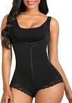 SHAPERX Women Shapewear Fajas Colombianas Body Shaper Lace Zipper Open Bust Bodysuits,SZ7200-Black-New-2XL