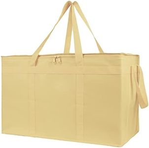 Bodaon Insulated Pizza Delivery Bags, XXX-Large Commercial Food Delivery Insulation Bag for Hot/Cold Food, Large Capacity Reusable Warming Bag, Beige, 1-Pack