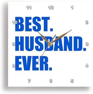 3dRose Dark Blue Best Husband Ever-Bold Text Design Romantic Gifts for him-Wall Clock, 10-inch (DPP_179726_1)