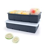 Ice Cube Trays Silicone with Lids, Large Square Easy Release Flexible BPA Free Ice Cube Moulds for Baby Food, Whiskey, Cocktails, Set of 2, Grey